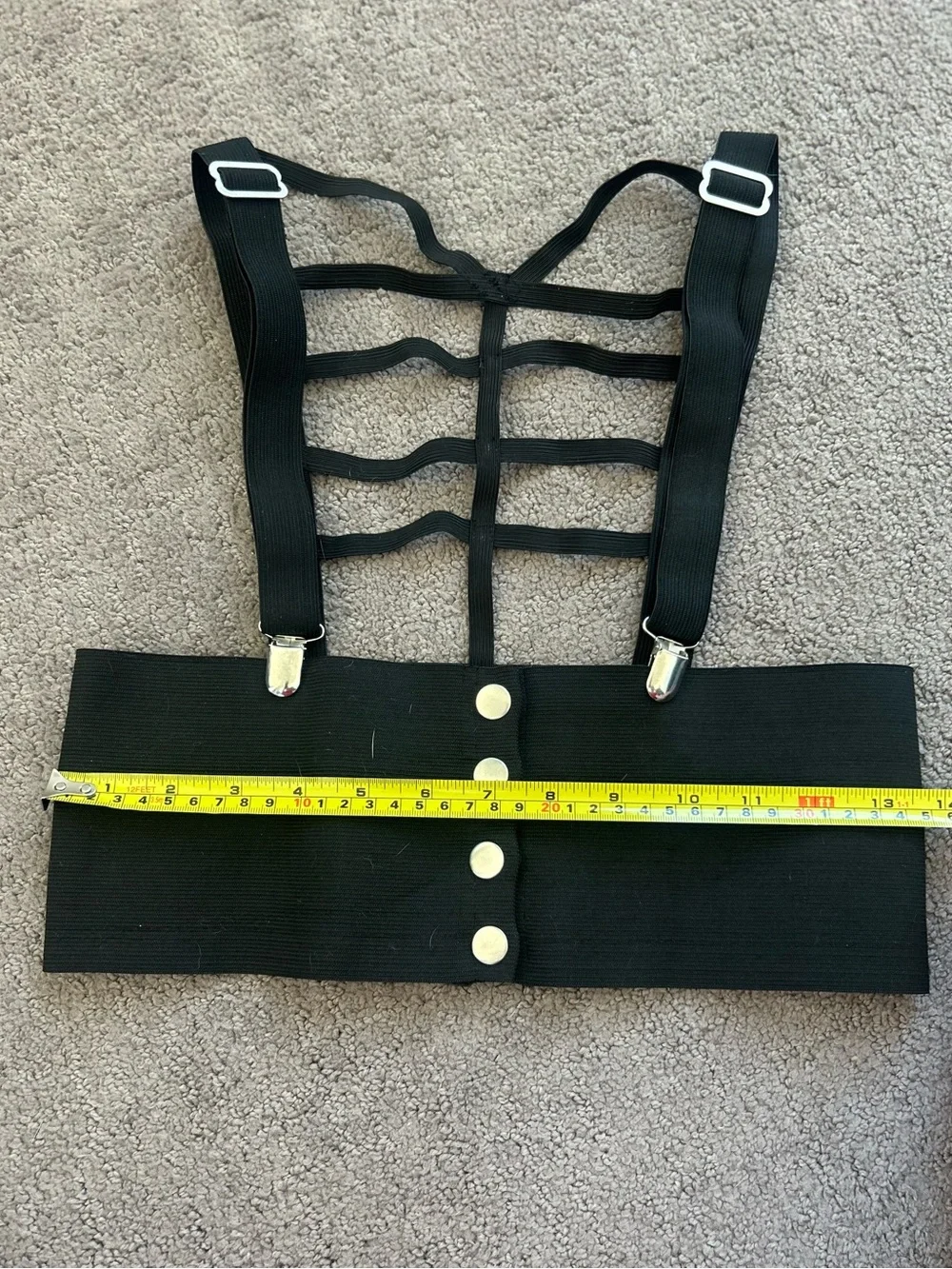 Hot Topic Black Elastic Corset Belt with Snap and Strappy Detail